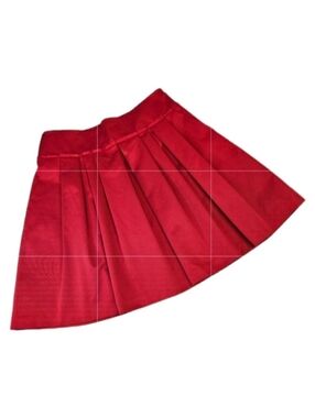 Ann Taylor True Red Feminine Knife Pleate Fit & Flare Event Ready Short Skirt